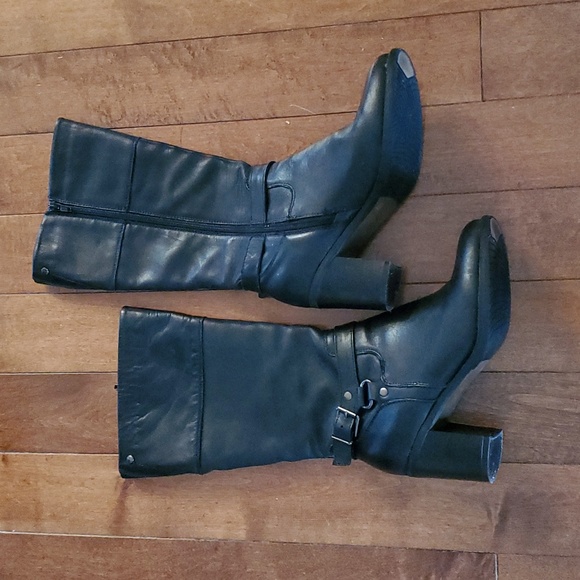 Alberto 🇨🇦 Long Black Leather Boots – Women’s 7, 2.5" Heel, Chic & Timeless - Picture 3 of 8